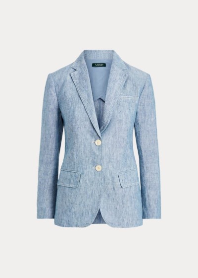 Blazer Ralph Lauren Mujer Azules - Chambray-Linen - WXJAK4206